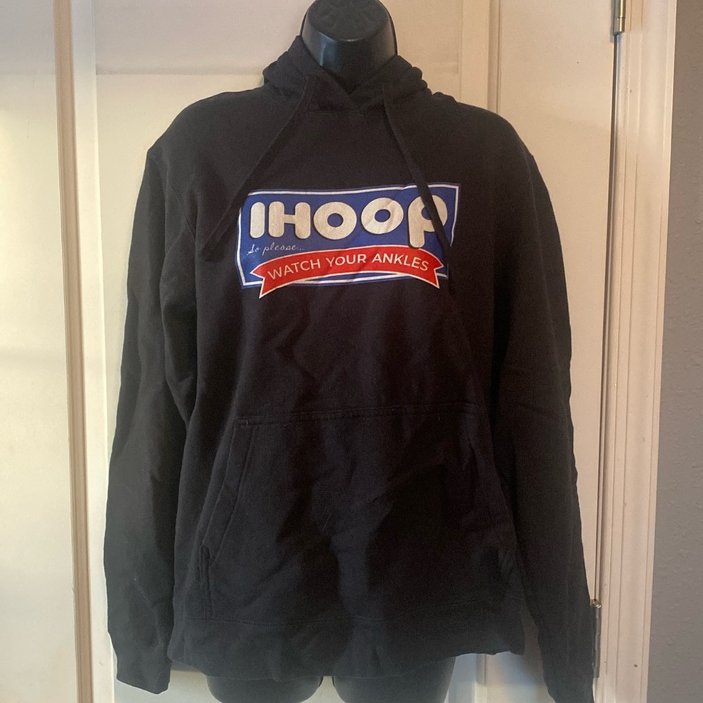 Size medium “IHoop so please watch your ankles” sweatshirt with hood.